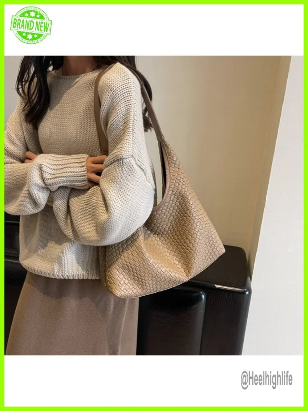 Leather Woven Hobo Tote Bag Large Capacity Crossbody Shoulder Bag